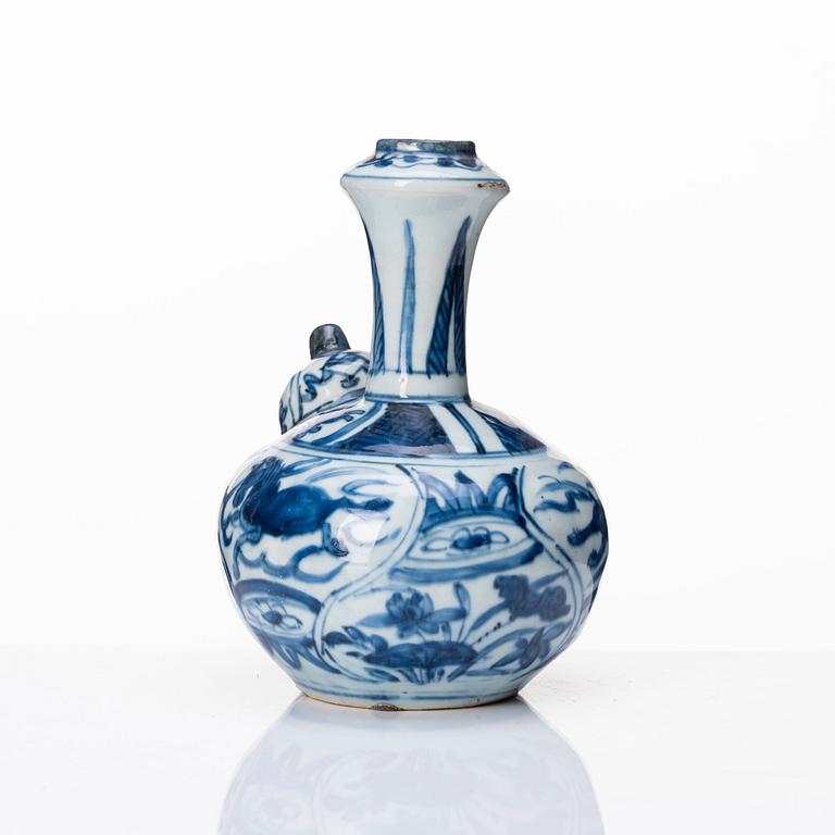 A blue and white kendi, Ming dynasty, Wanli (1572-1620).