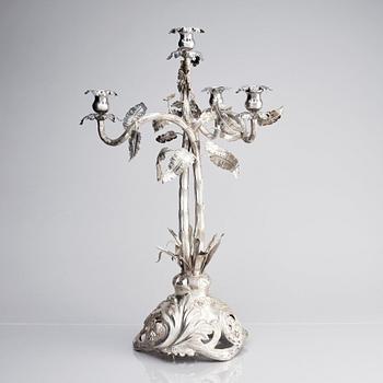 A Swedish 19th century silver candelabra, mark of Pehr Fredrik Palmgren, Stockholm 1862.