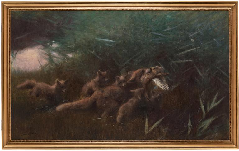 Bruno Liljefors, A family of foxes.