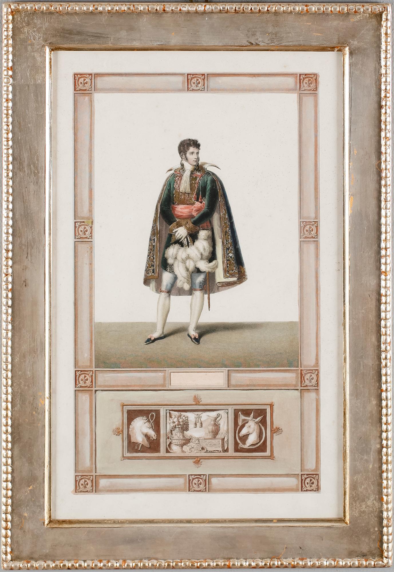 GRAVYRER, 3 st, kolorerade, 1800-talets första hälft.