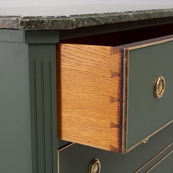 A Gustavian style chest of drawers, second half of the 20th century.