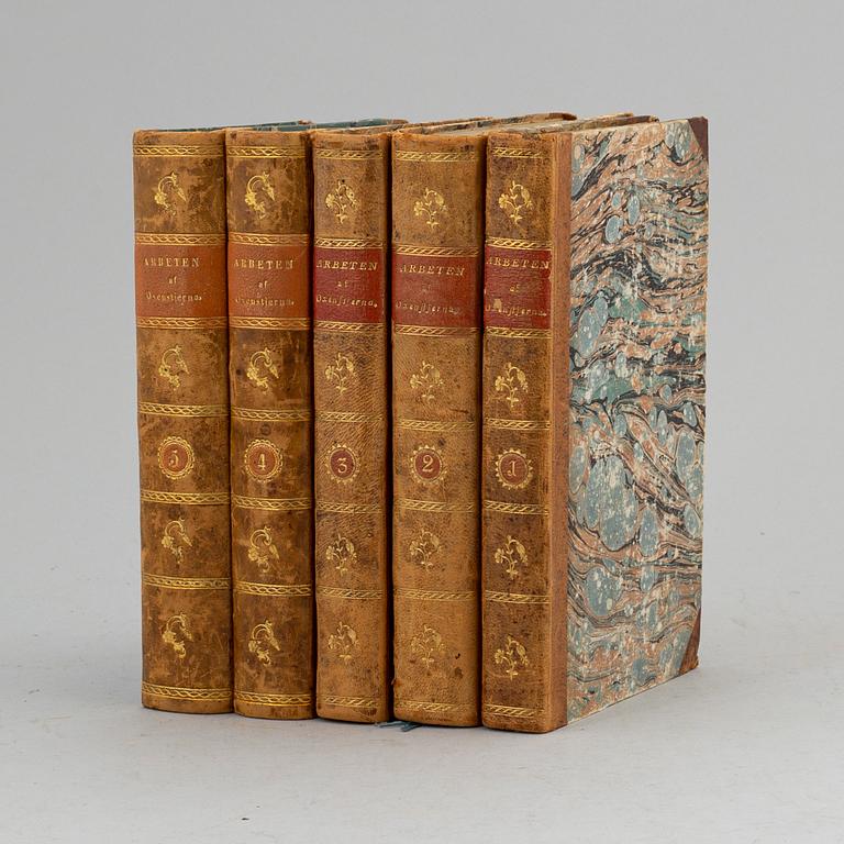 Oxenstiernas arbeten, med den ovanliga, femte delen (5 vol).