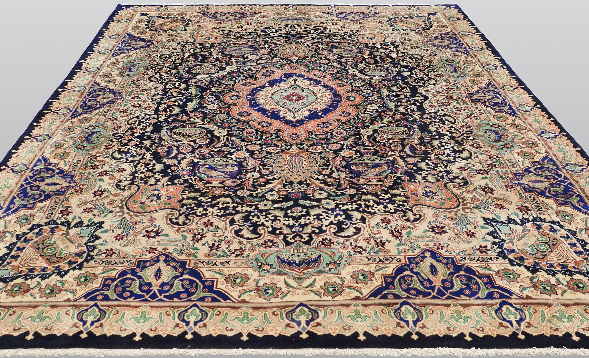 A pictoral Kashmar carpet, ca 393 x 293 cm.