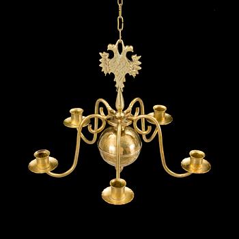 A BRASS CEILING LIGHT, Arvid Johansson, Arvika, second half of the 20th century. Height ca 25 cm.