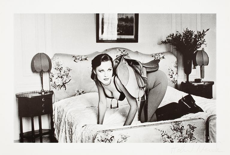 HELMUT NEWTON, "Saddle 1", Paris, 1976, offsetlitografi, sign.