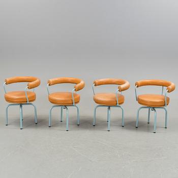 A set of four "LC7" chairs by Le Corbusier, Pierre Jeanneret and Charlotte Perriand for Cassina.