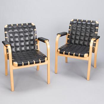 ALVAR AALTO, two late 20th century '45' armchairs for Artek.