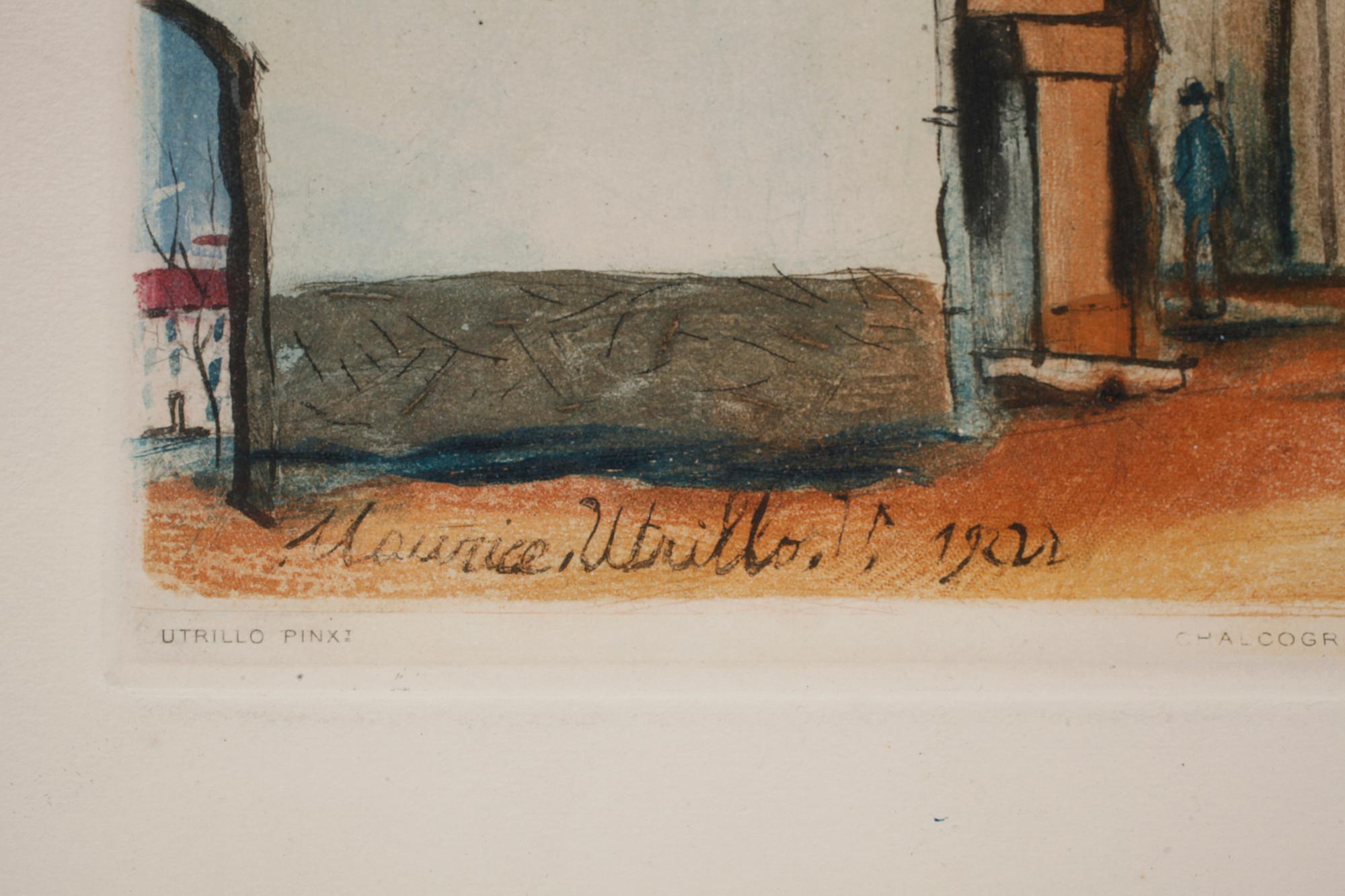 MAURICE UTRILLO, färgakvatint, signerad.