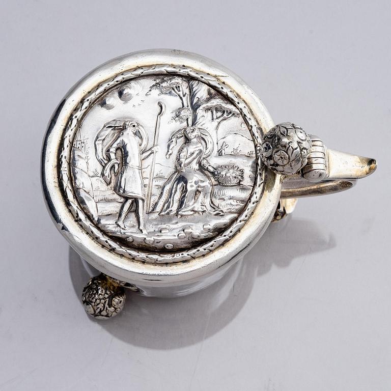 A Swedish 17th century parcel-gilt silver tankard, mark of Johan Dragman Arboga (active 1701-1746).