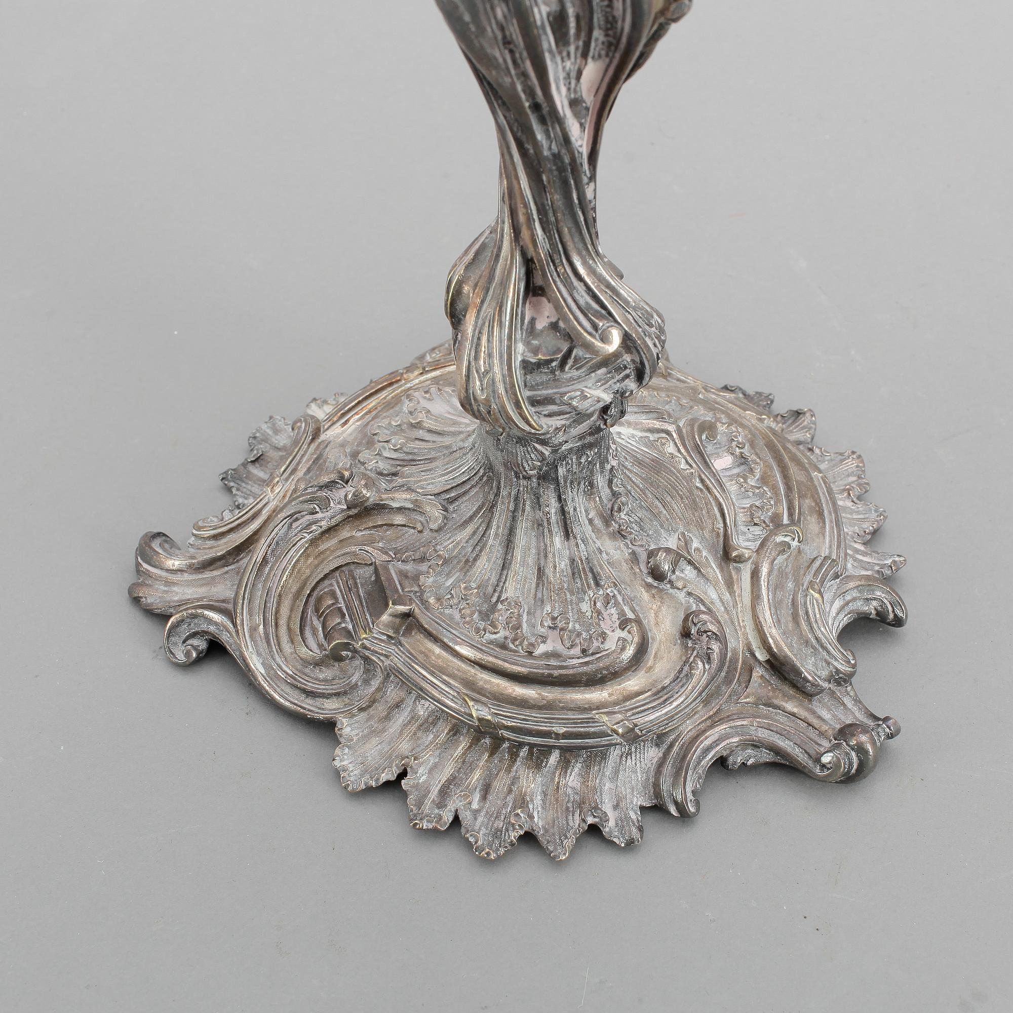 KANDELABER, vitmetall, nyrokoko, 1800-talets andra hälft.