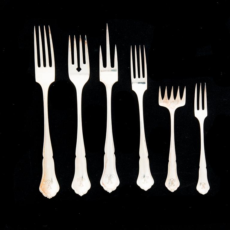 BESTICKUPPSÄTTNING, ca 185 delar, silver, "Chippendale", Kultakeskus 1930/1940-tal. Silvervikt ca 4450 g.