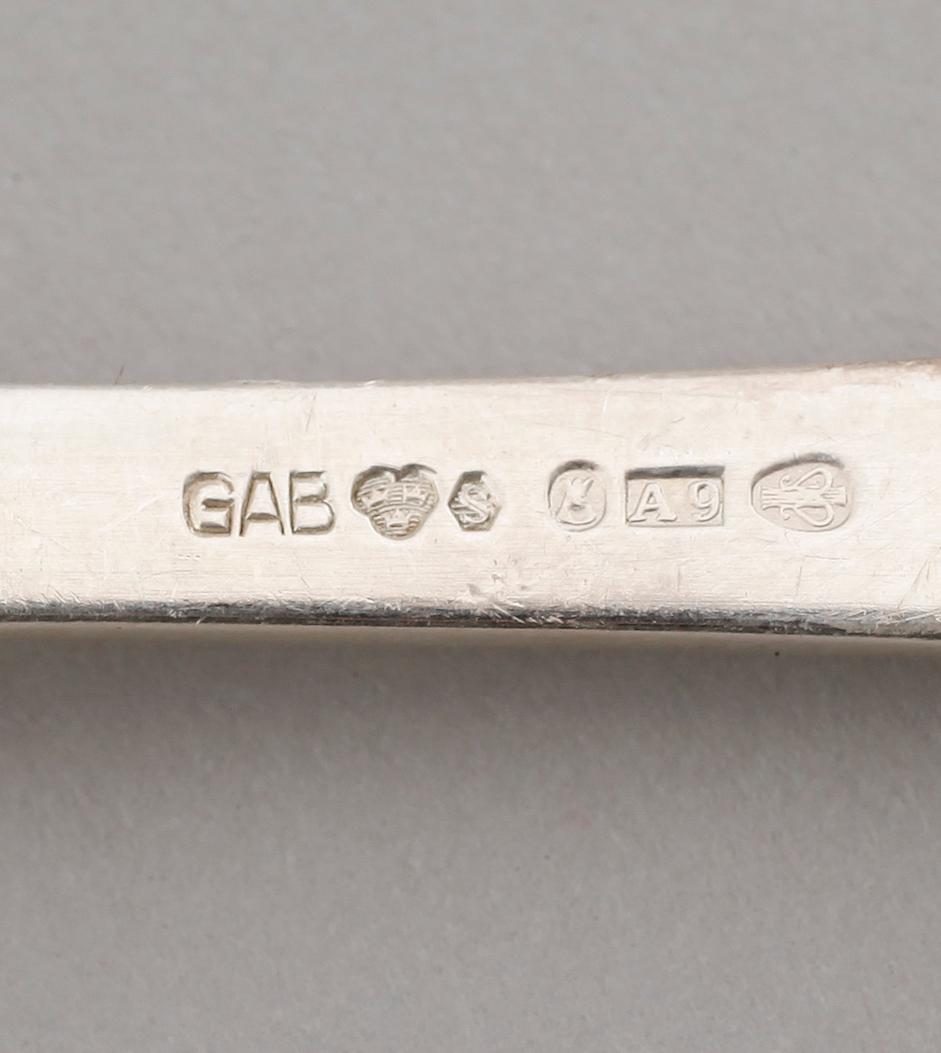 BESTICK, 36 delar, silver, GAB, Stockholm 1950-tal. Vikt med stålblad ca 2003 gram.