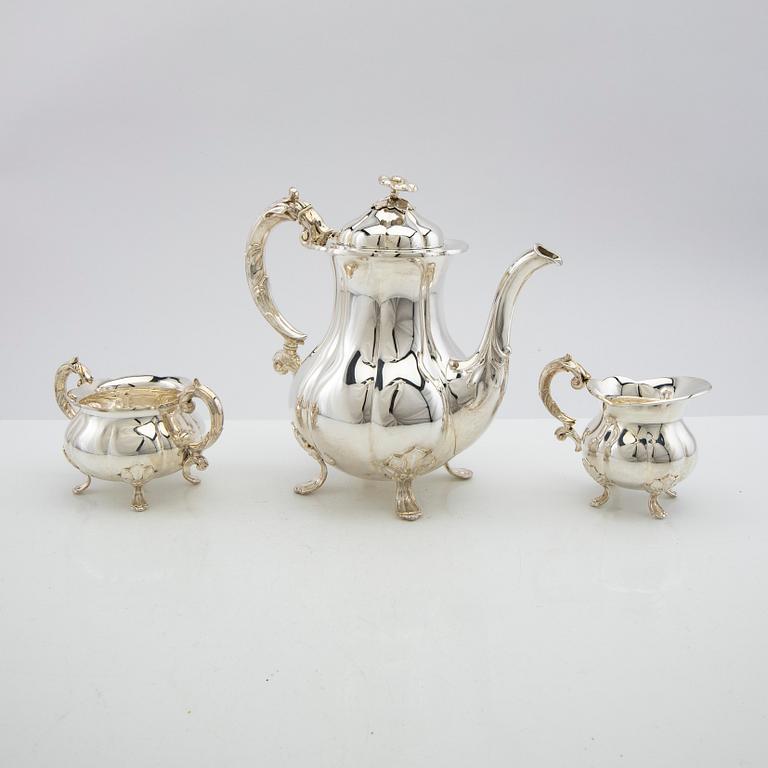 Cohr, coffee service, 3 pieces, silver, Rococo style, Denmark 20th century.