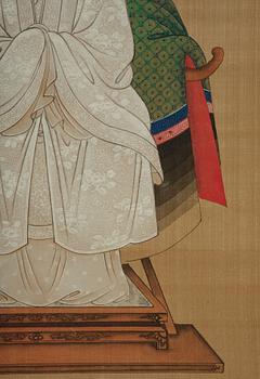 A pair of Thai ancestors portraits, around 1900.