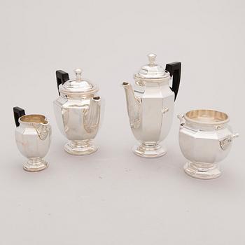 A TEA AND COFFEE SET, silver plated, Christofle, France, middle of the 20th century.