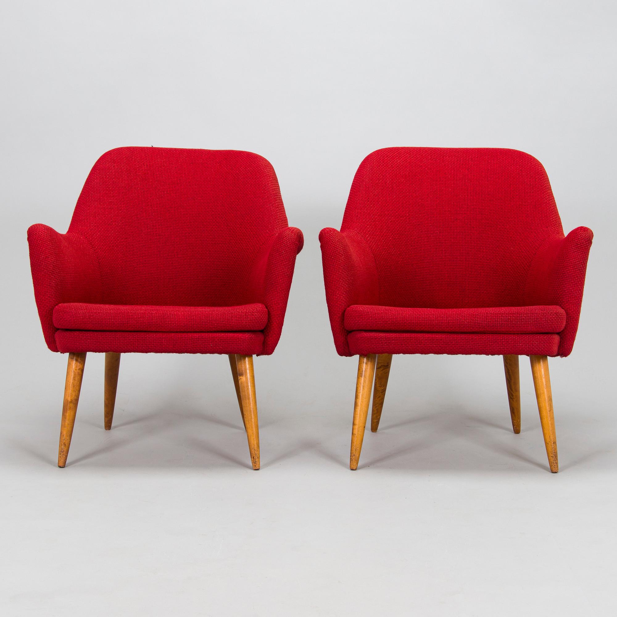 A pair of mid-20th century armchairs.