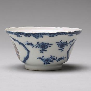 A famille rose aromorial dinner plate and a cup with stand, Qing dynasty, Qianlong (1736-95).