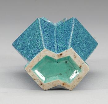 A robins egg double square vase, Qing dynasty.