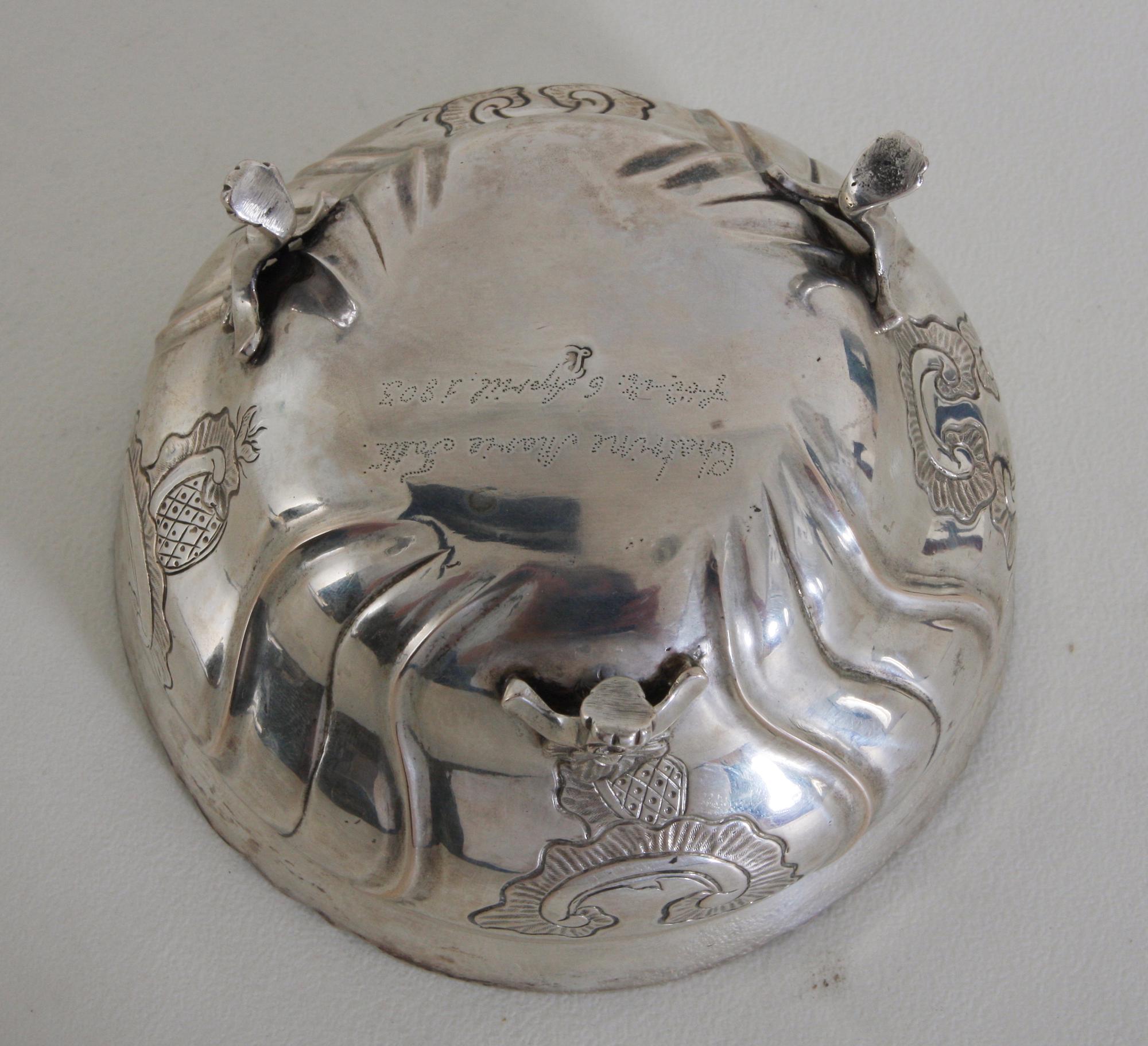 SOCKERSKÅL, silver, trol. Bonne Bonnesen. Danmark, omkring 1800.