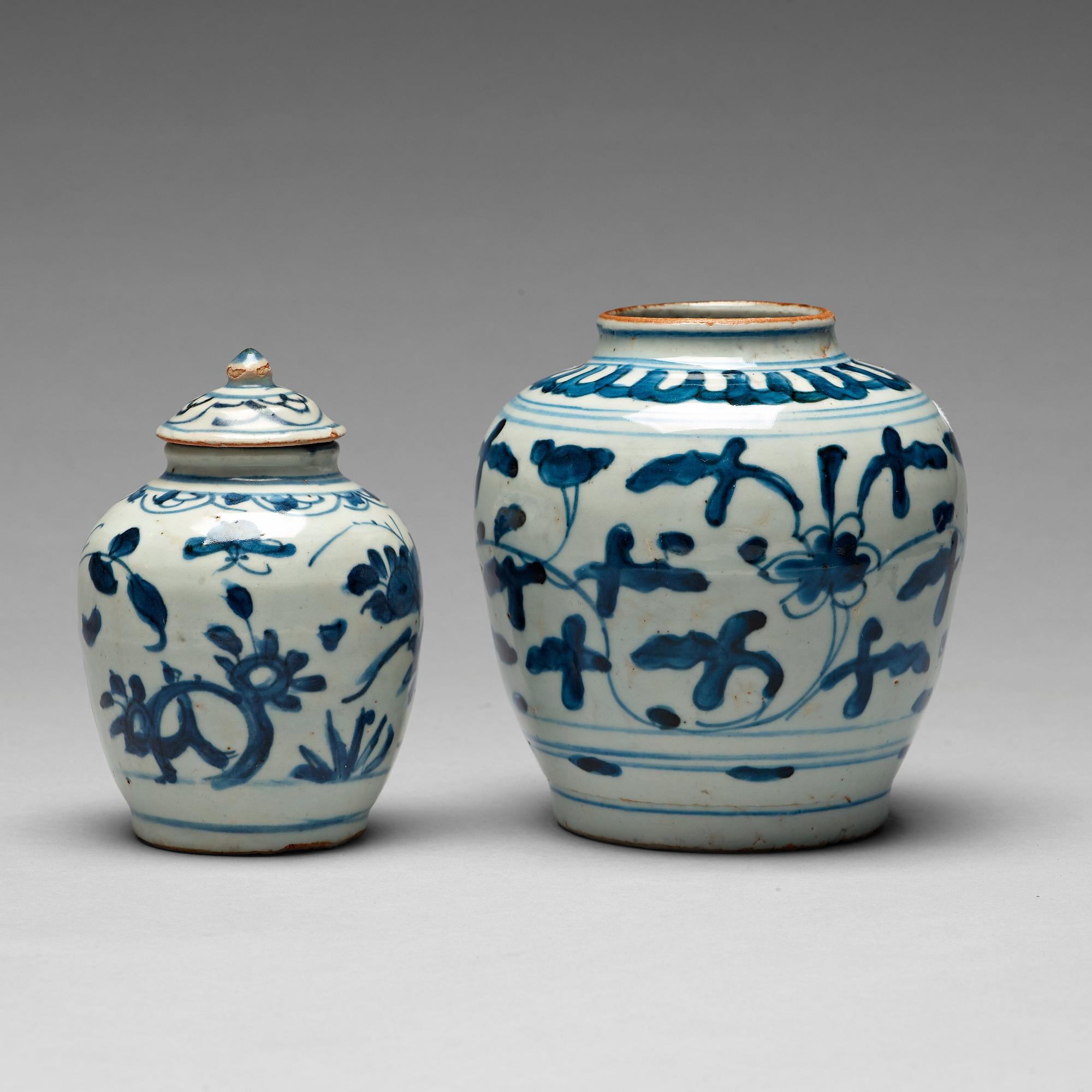 Two blue and white jars, Ming dynasty, 16th Century.