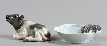 SKÅLFAT OCH FIGURIN, porslin. Bing & Gröndal resp Royal Copenhagen.