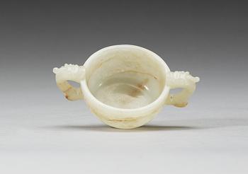 A archaistic nephrite wine cup, Qing dynasty.