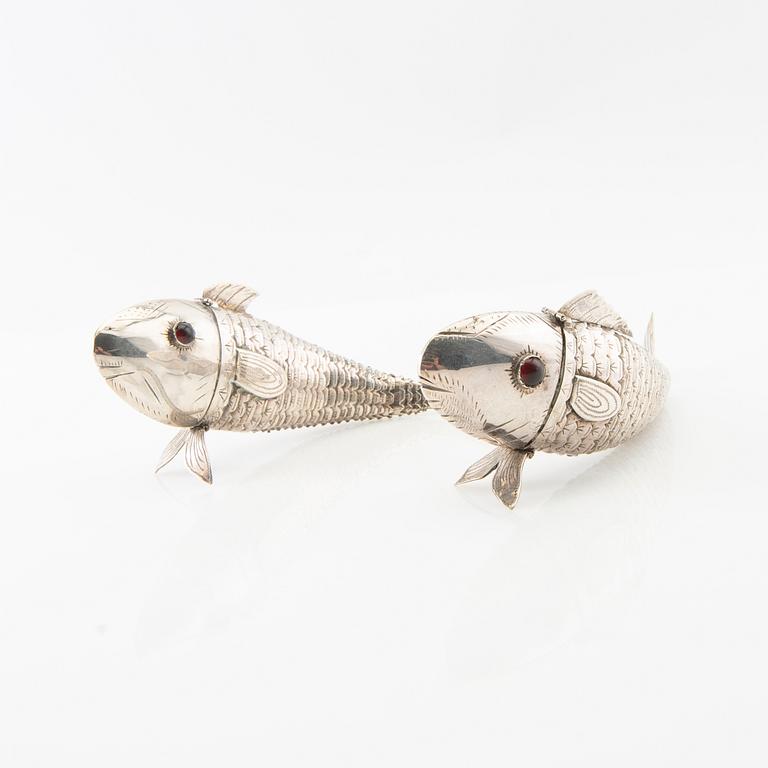 Table decorations/boxes 1 pair of silver (unmarked) 20th century.
