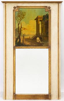 Gustavian-style wall panel/mirror with a pastoral landscape, circa 1800.