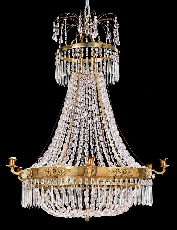 A Swedish Empire 1820/30's six-light chandelier.