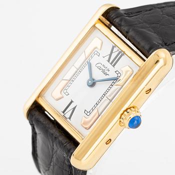 must de Cartier, Tank, "Trinity Dial", wristwatch, 20.5 x 20 (28) mm.