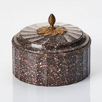 A Swedish Empire 19th century porphyry butter box.