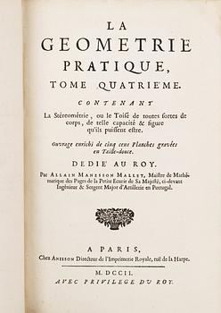 586. ALLAIN MANESSON MALLET (1630-1706), La Geometrie Pratique..., Paris 1702. (4).