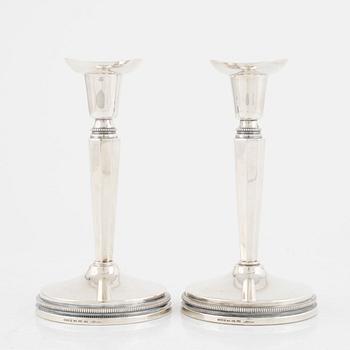 Eric Löfman, candlesticks, a pair, silver. KG Markström, Uppsala 1977.