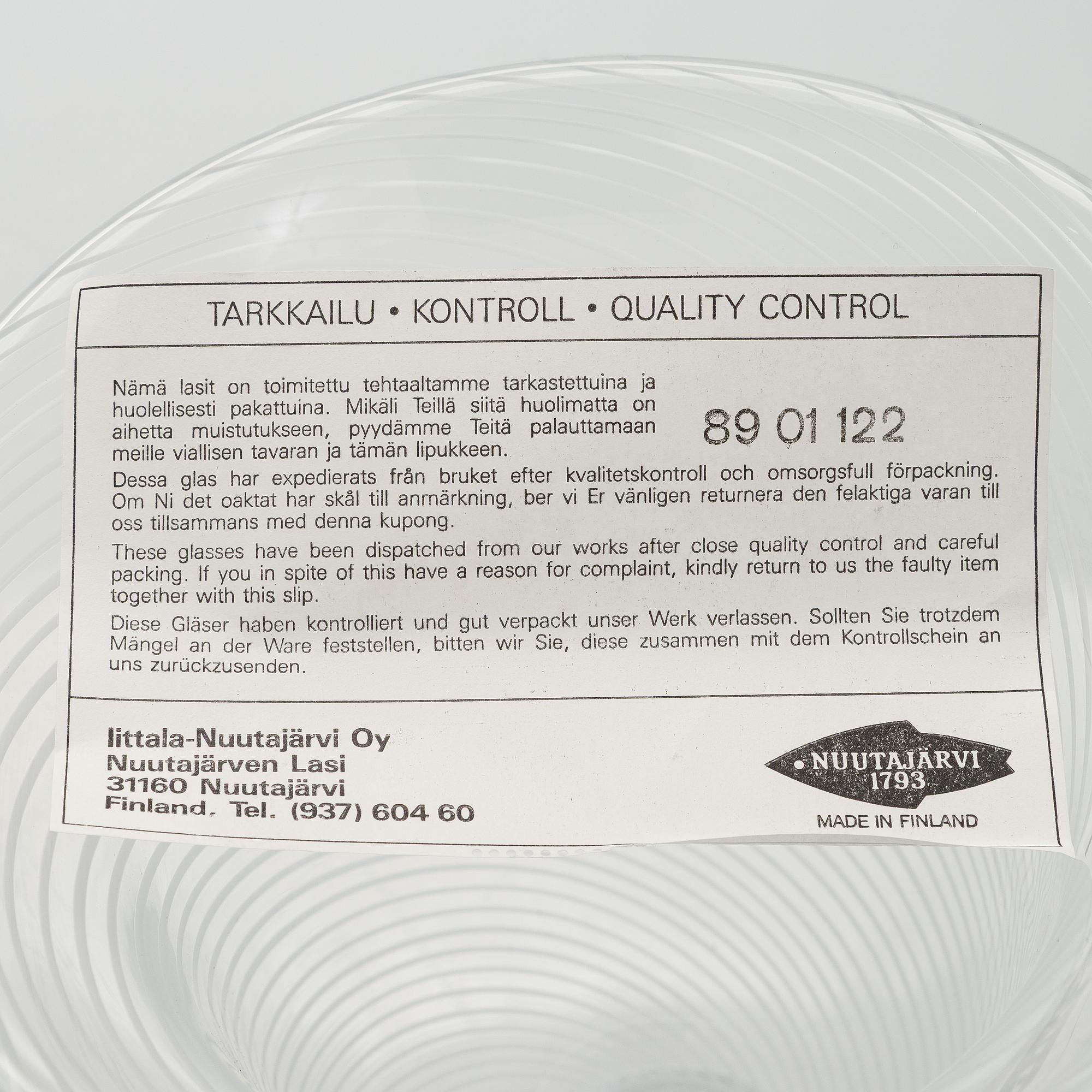 Heikki Orvola, pokal/vas, glas, signerad Heikki Orvola Nuutajärvi Iittala.