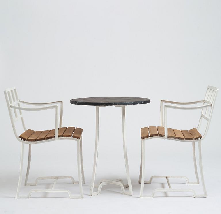 Carl Hörvik, a set of garden furniture, a table with 2 chairs, Sweden ca 1927-1929.