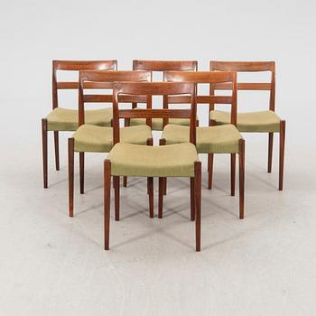 A Nils Jonsson jakaranda dining group 7 pcs Troeds Bra Bohag, Bjärnum, mid-20th century.
