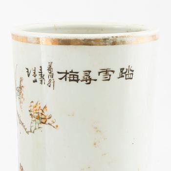 A pair of Chinese brush vases, 20th century.
