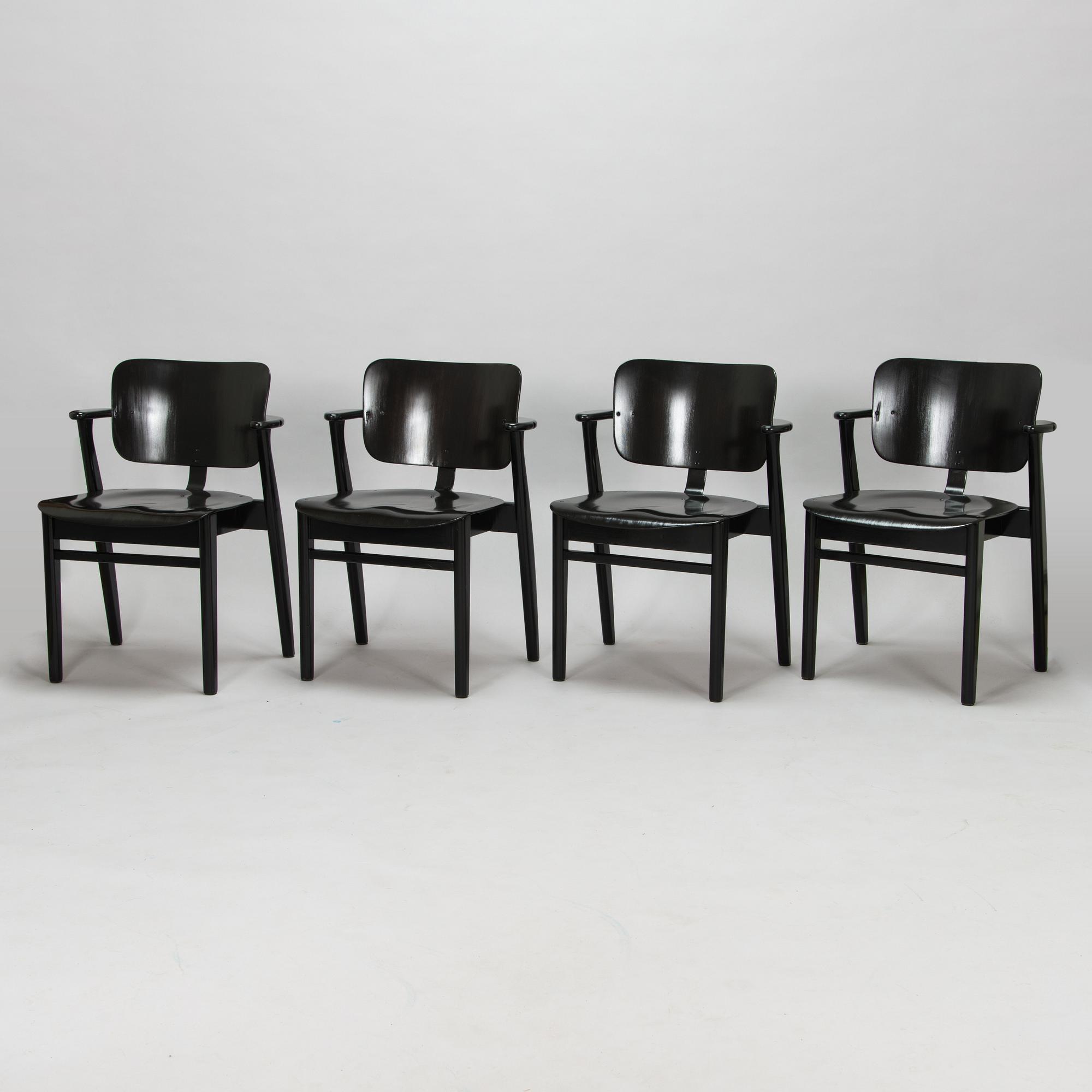 Ilmari Tapiovaara, a set of four mid-20th-century 'Domus' chairs, for Keravan Puutoellisuus, Finland.