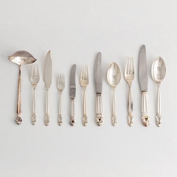 Johan Rodhe, cutlery set, 120 pieces, sterling silver, "Konge/Acorn", Georg Jensen, Denmark.