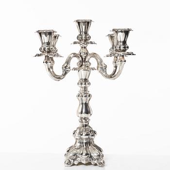 A silver candelabrum, marks of Kultakeskus Oy, Hämeenlinna, Finland 1973.