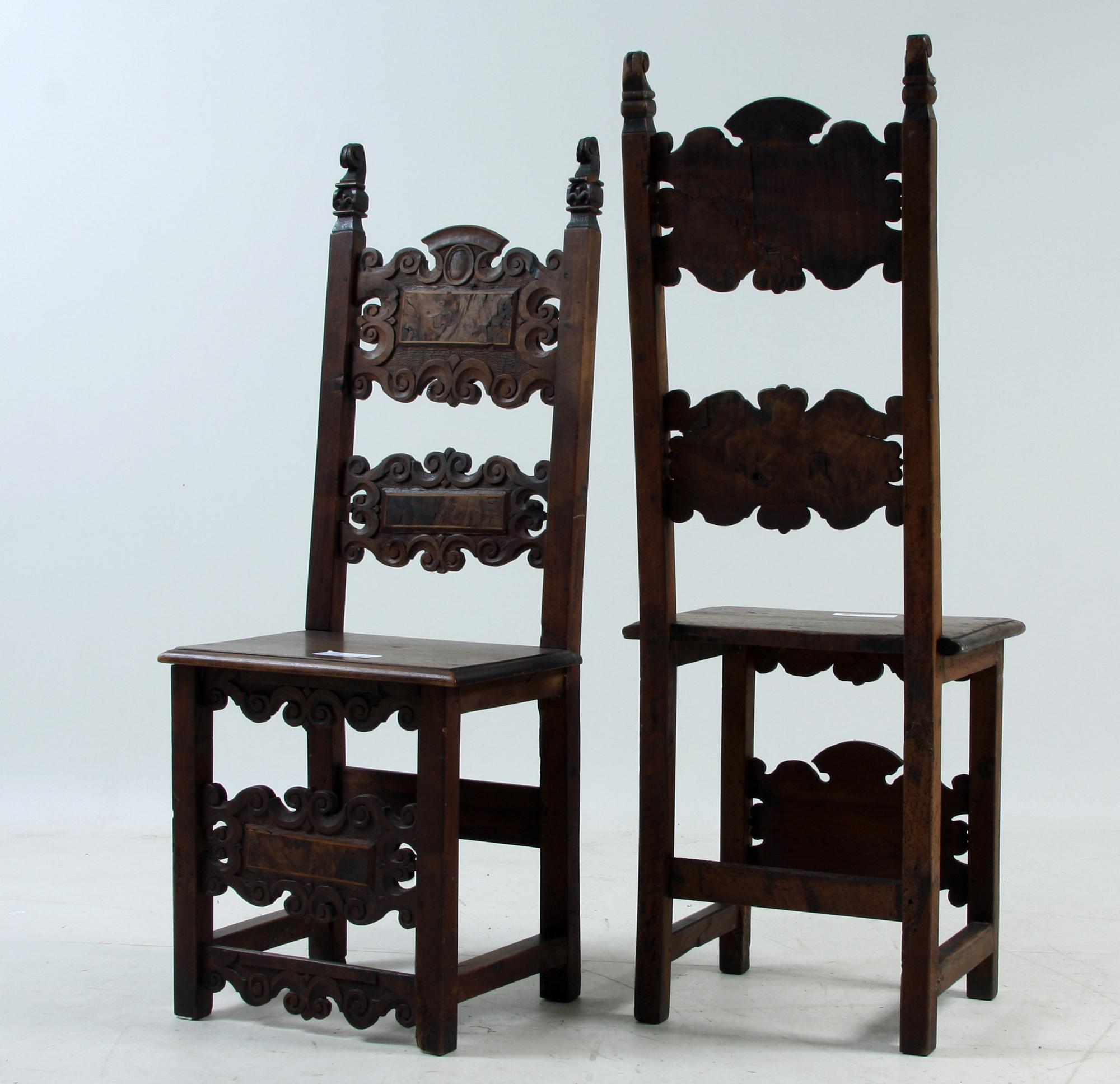 STOLAR, ett par, snarlika,  barock, 1700-tal, syd-/mellaneuropa.