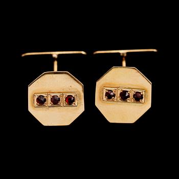 MANSCHETTKNAPPAR, 1 par, SLIPSNÅL, 18 k guld, svenska stämplar. Total vikt ca 15 g.