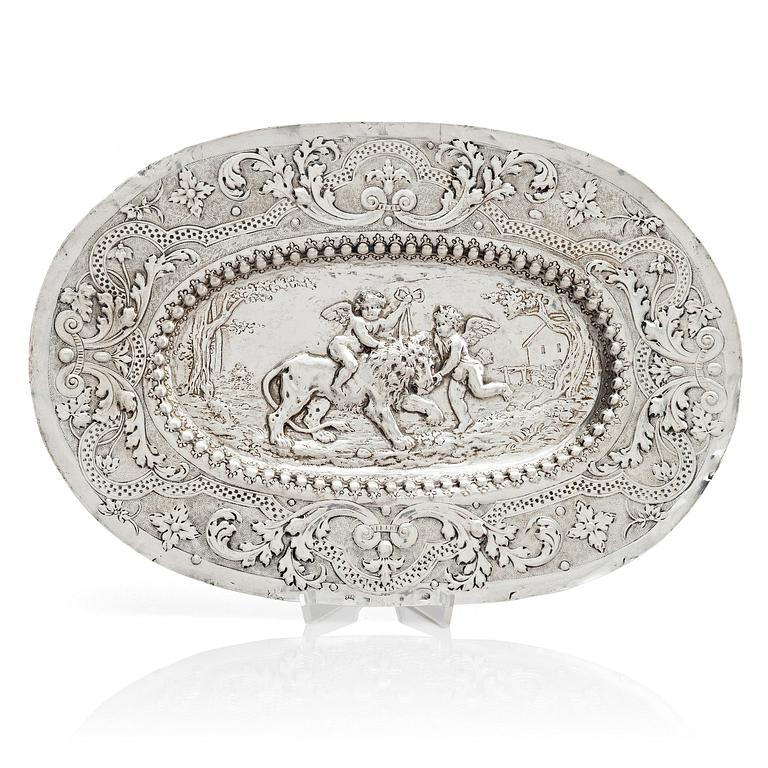 Presenterfat, silver, oidentifierad mästare, Danzig 1670-1700. Barock.