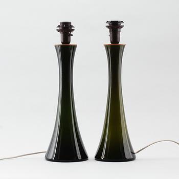 BORDSLAMPOR, 2 st, glas, Bergboms, 1960-tal.