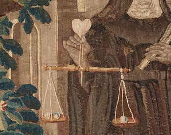 TAPESTRY. A nun in a landscape. 244,5 x 232,5 cm. Flanders around 1700.