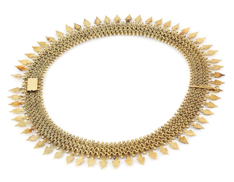 COLLIER, minst 21,6K guld, sannolikt omkring sekelskiftet 1900. Vikt ca 78g.