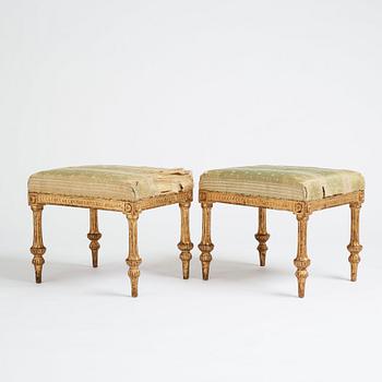 Kungliga taburetter, ett par, av Erik Öhrmark och Pehr Ljung efter ritning av Louis Masreliez, 1790-tal, Sengustavianska.