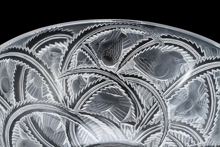 SKÅLAR, ett par, glas, "Finches", Lalique, sign "Lalique France".