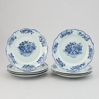 A set of eight blue and white dishes, Qing dynasty, Qianlong (1736-95).