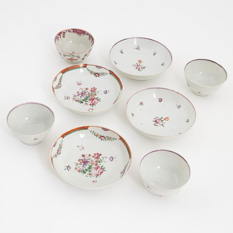 Koppar, 12 stycken, fat, 12 stycken, porslin, Kina, Qingdynastin, Qianlong (1736-95).